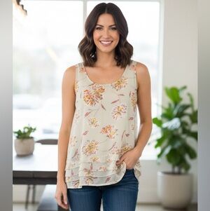 Cream Floral Flowy Top